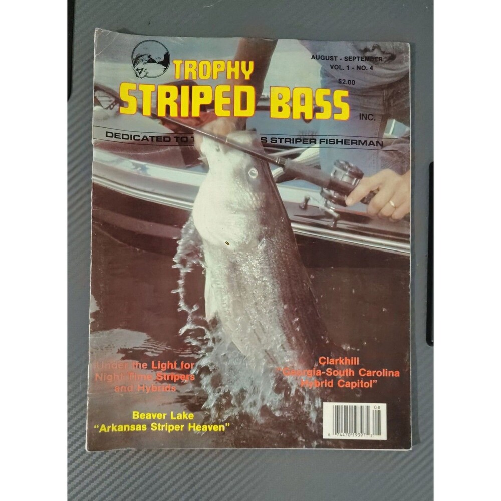 Vintage Trophy Striped Bass Magazine Aug Sept 1986 Vol 1 No 4 Stripers Fishing 1
